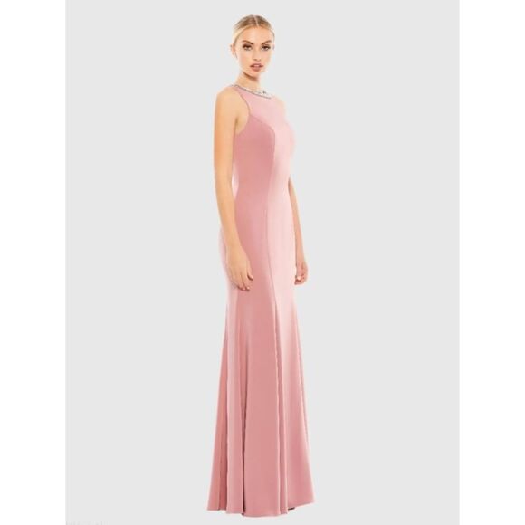 Ieena for Mac Duggal Pink Embellished Neck Trumpet Gown - Size 8 - NWT - Picture 4 of 7